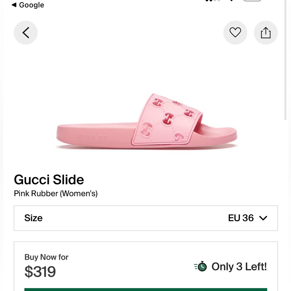 Gucci Pink Rubber Women's Slide